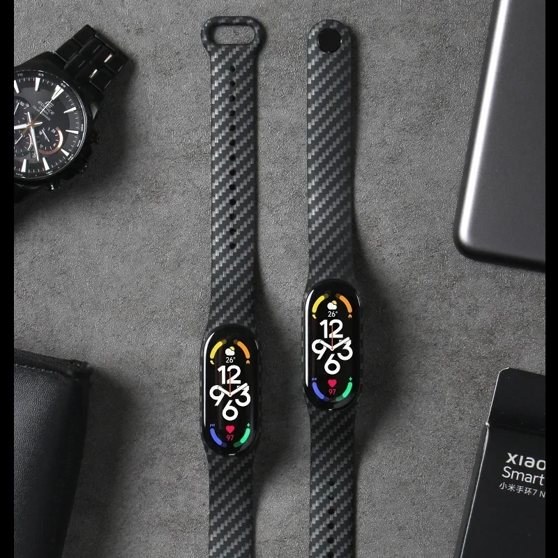Carbon faser strap Für Xiaomi Mi Band 7 nfc Armband smartwatch MIband 5 silikon armband correa Mi Band 4 8 9 3 6 zubehör