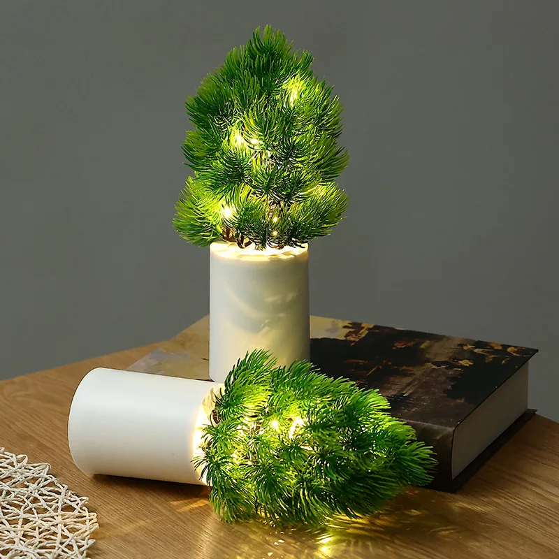 Christmas Tree Night Light Creative Simulation Bouquet Lamp Bedroom Bedside Ambient Light Home Self-defense reflective flashligh