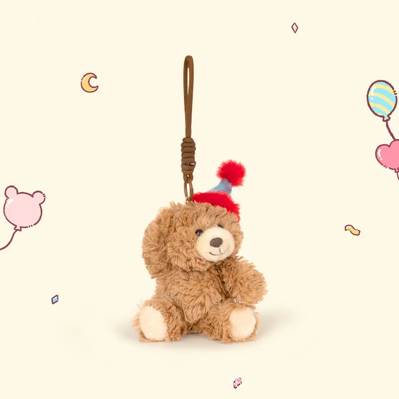 12 cm mooie verjaardag hoeden teddybeer knuffel anime knuffels sleutelhangers kleine hanger rugzak ophangingen voor kinderen