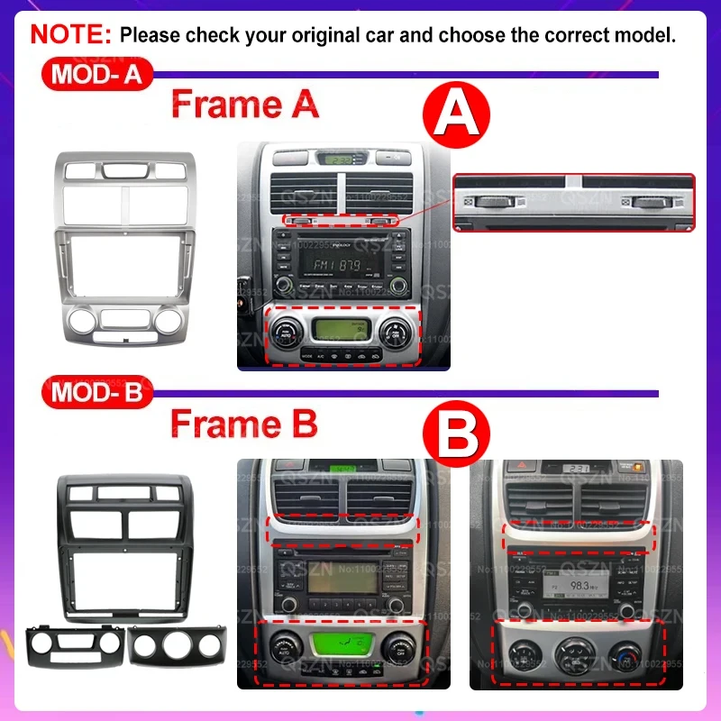 For Kia SPORTAGE 2005-2013 9INCH/LHD/RHD Car radio Dashboard Refitting Installation Frame Stereo Panel Dash Mount Kit Fascia
