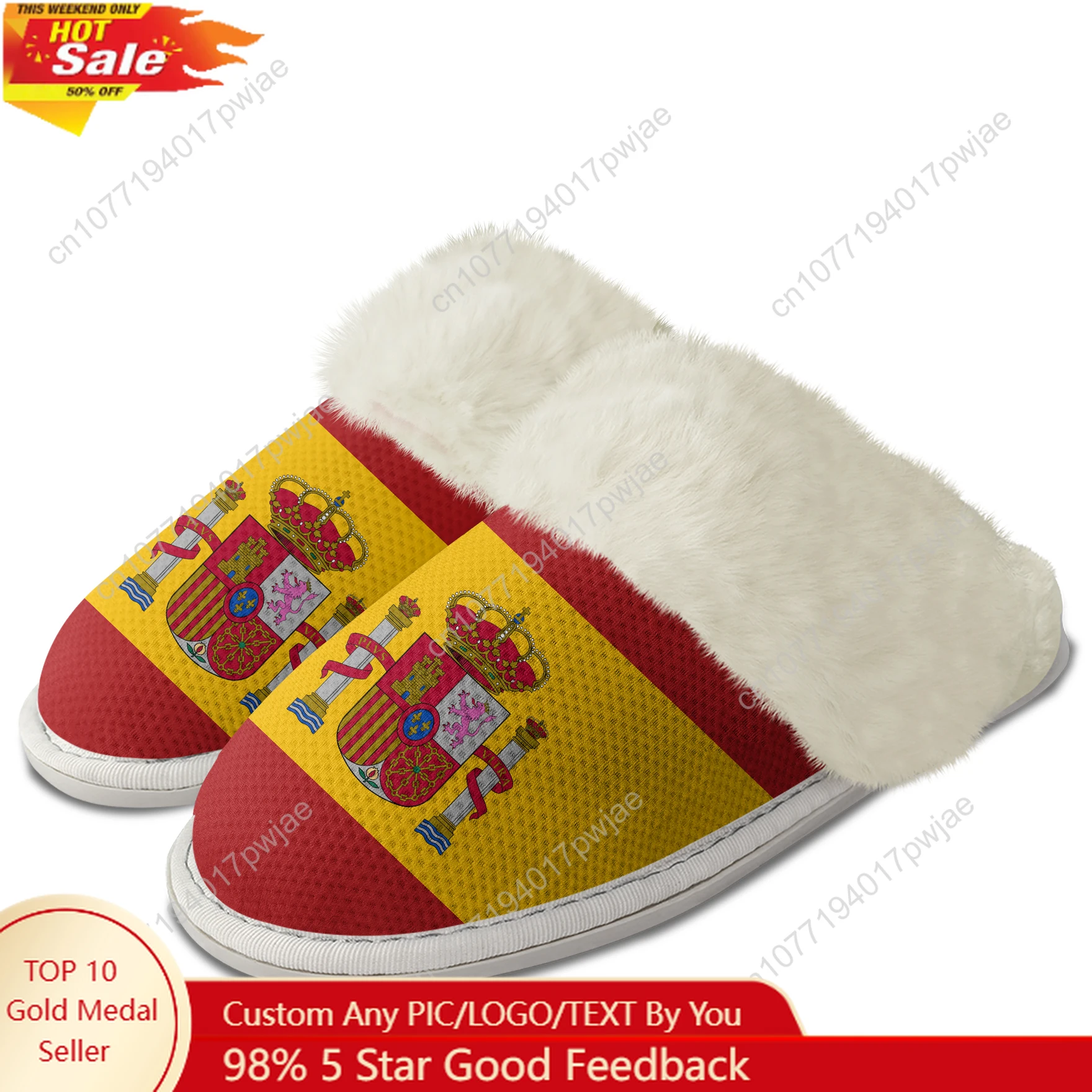 

Spanish National Emblem Vox Plush Slippers Keep Warm Shoes Mens Womens Breathable Home Cotton Thermal Lightweight Slipper