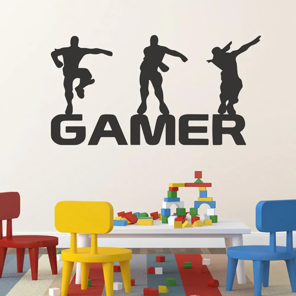 Wall Sticker Ornamental Creative Eco-friendly Letter Gamer Design Self-adhesive Wall Decal for Gift