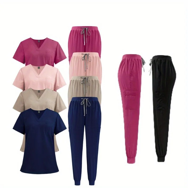 

Красота СПА униформа, комплект из 2 предметов, костюмы, топ + брюки, спецодежда, рабочий комплект скрабов, скрабы