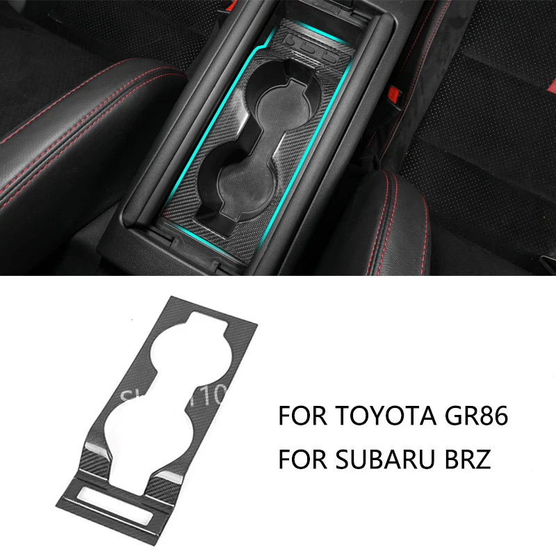 

For Toyota GR86 Subaru BRZ 86BRZ 2022 Real Carbon Fiber Car Center Control Water Cup Slot Panel Trim Frame Sticker Accessories