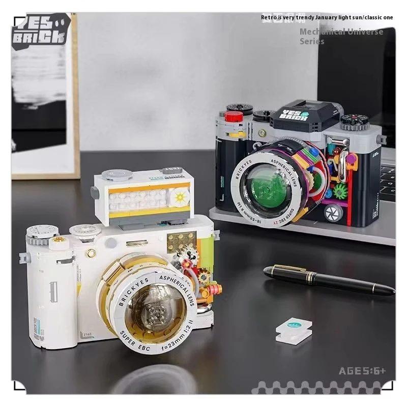 

Hot selling detachable lens building block DSLR camera, simulation flash, high simulation assembled model, children's toy gift