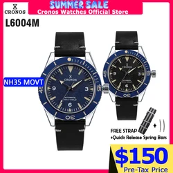 Cronos 300 Diver Men Watch Sandwich Dial Automatic NH35 200M Water Resistant Rotating Leather Strap