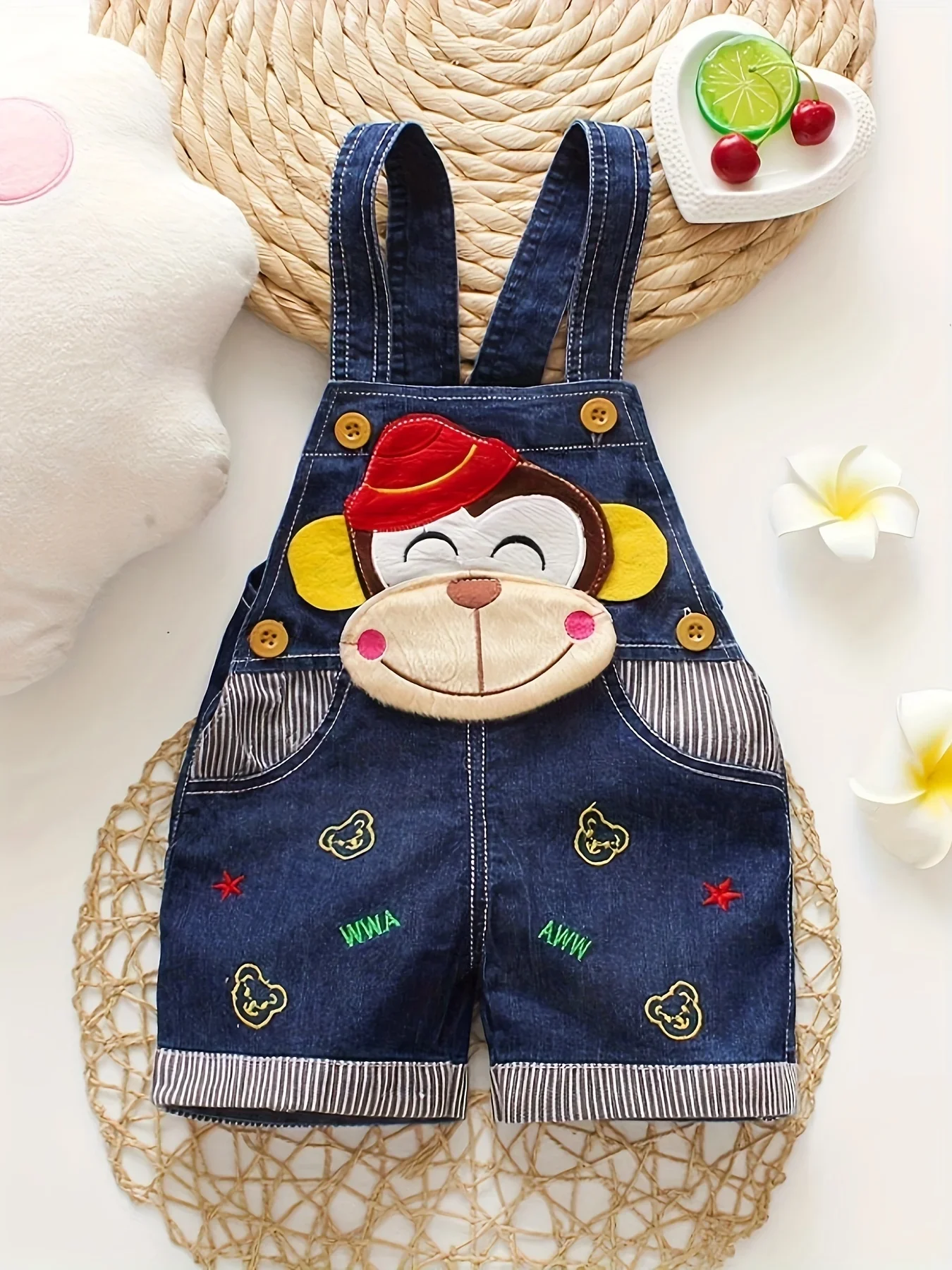 DIIMUU Kids Baby Boys Girls Overalls Denim Clothing Short Pants Casual Cute Jumpsuits Children Infant Clothes Dungarees Bottoms