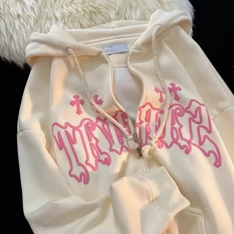 

Autumn Y2K Hoodies Women High Street Harajuku Retro Hip Hop Zip Up Hoodie Loose Man Sweatshirt Hoodie Clothes Hoodie 한국 후드티