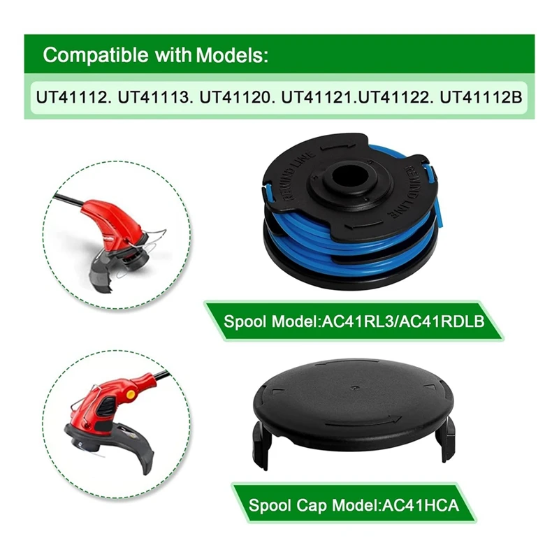Carretel substituição para Homelite Weed Eater, Aparadores elétricos Cordas, AC41RL3 e AC41RDLB