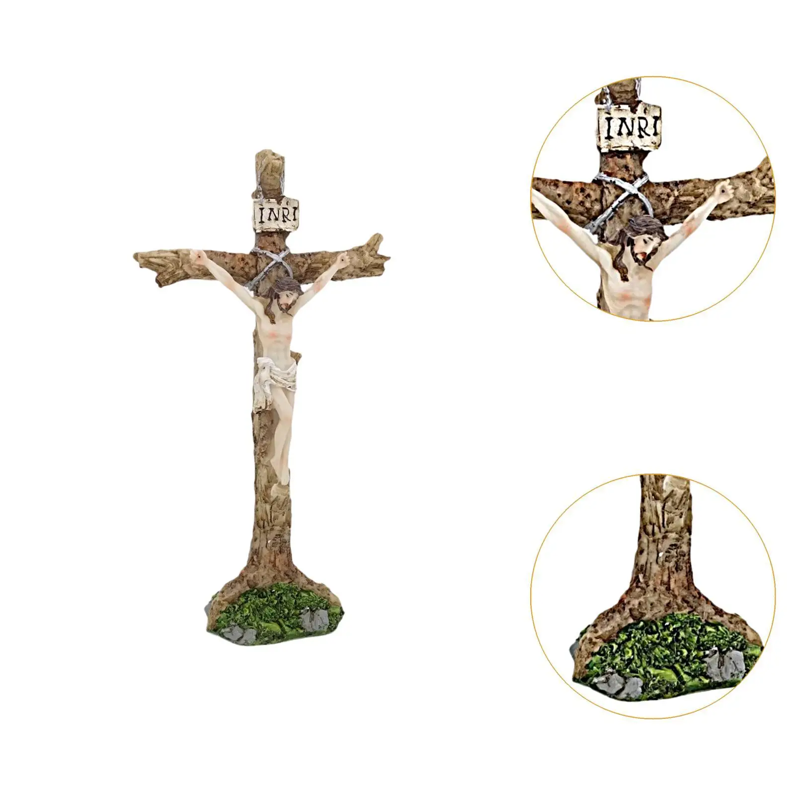 Standing Crucifix Sculpture Passion Crucifix Tabletop Centerpiece Holiday Jesus Cross Figurine Easter Decoration for Table