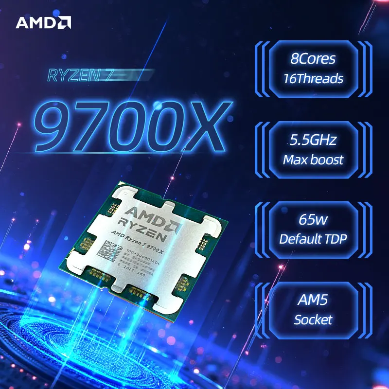 Processador Amd Ryzen R7 9700X Cpu 3.8Ghz 8-Core 16-Thread 40Mb Soquete Am5