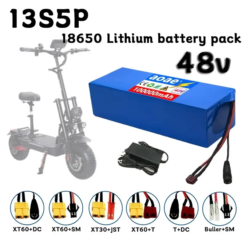 

48V 13S5P 18650 Lithium Battery Pack 100Ah Suitable for electric scooters, mountain bikes 250-1000W+charger