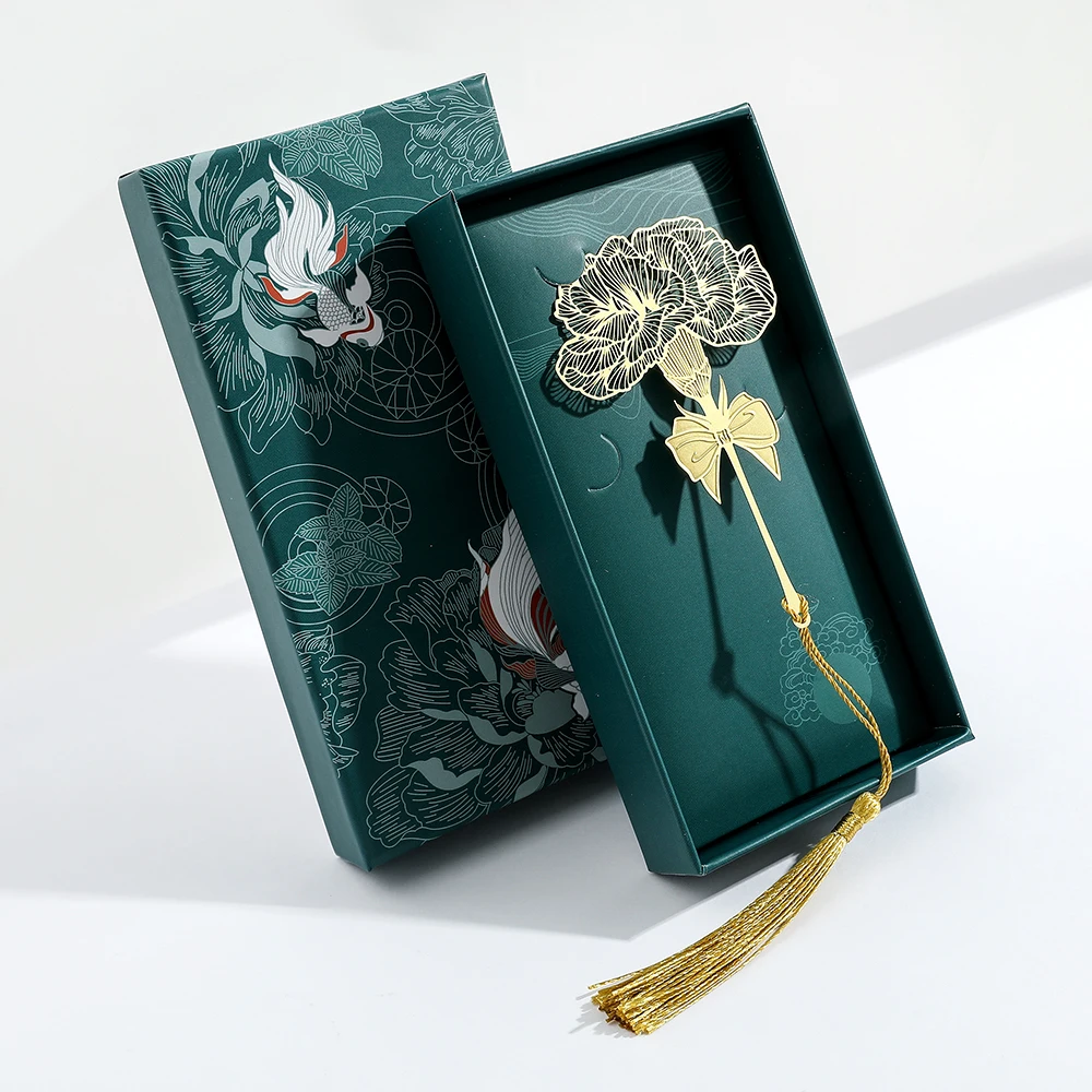 Chinese stijl handgemaakte boekenlegger gouden roos lotusbloem bladwijzers leesmarkering voor boekenliefhebber cadeaus voor vriend collectie