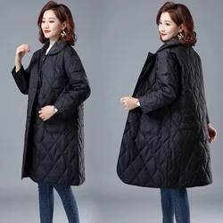 2024 New Autumn Winter Coat Women Long Jacket Femme Quilted Parkas Padded Lightweight Oversize Outerwear Black Female E123