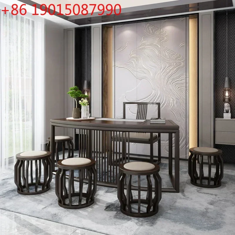 

Простой полукруглый чайный столик со стульями и табуретами, комплект из 6 предметов, для демонстрационных залов, клубов, гостиничных номеров