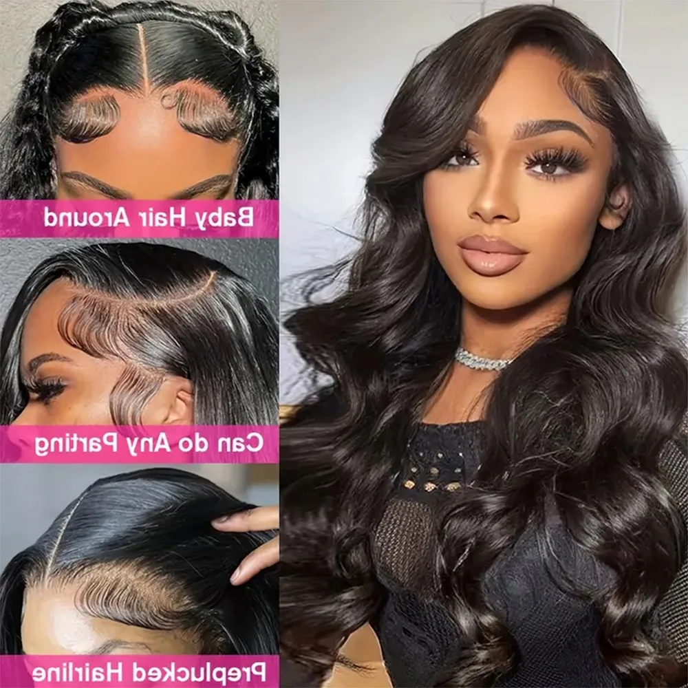 Wig Rambut Brasil Body Wave 38 Inci 5x5 13x6 HD Lace Frontal Wig 13x4 360 Hd Lace Front Wig untuk Wanita Kulit Hitam Pre Plucked Kepadatan 200