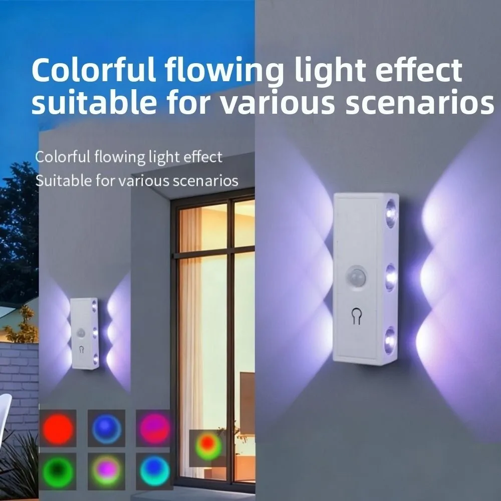 

Настенный светильник с датчиком движения RGB, 3 цвета, USB-перезаряжаемый, магнитный, с регулировкой яркости, умный датчик