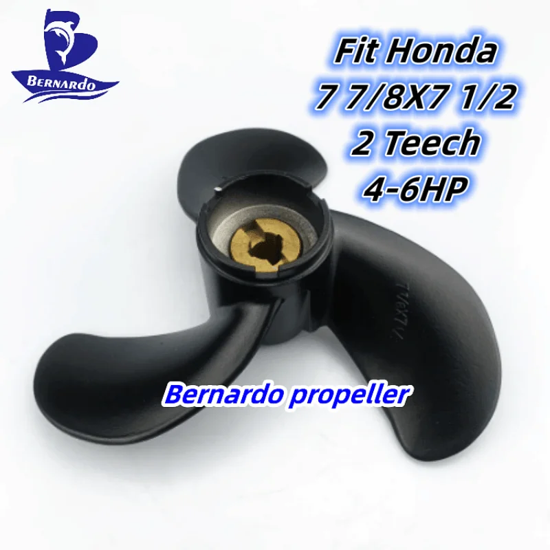 Bernardo Boat Propeller 7 7/8 X7 1/2 For Honda 4 5 6 HP Outboard Engines Motor Aluminum Alloy Screw 3 Blade 2 Tooth Spline RH