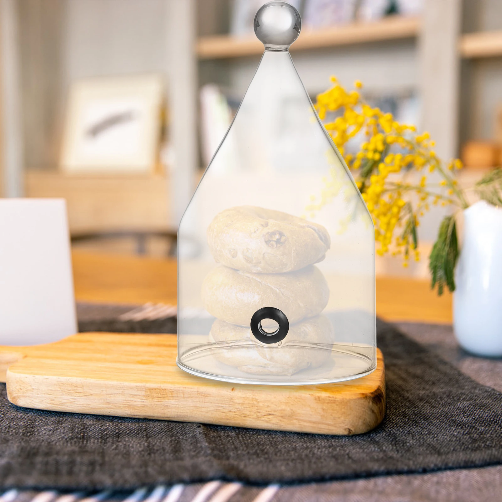 

1Pcs Glass Food Cover Clear Cake Bread Protector Heat-Resistant Eco-Friendly Ventilation Hole Food Cover