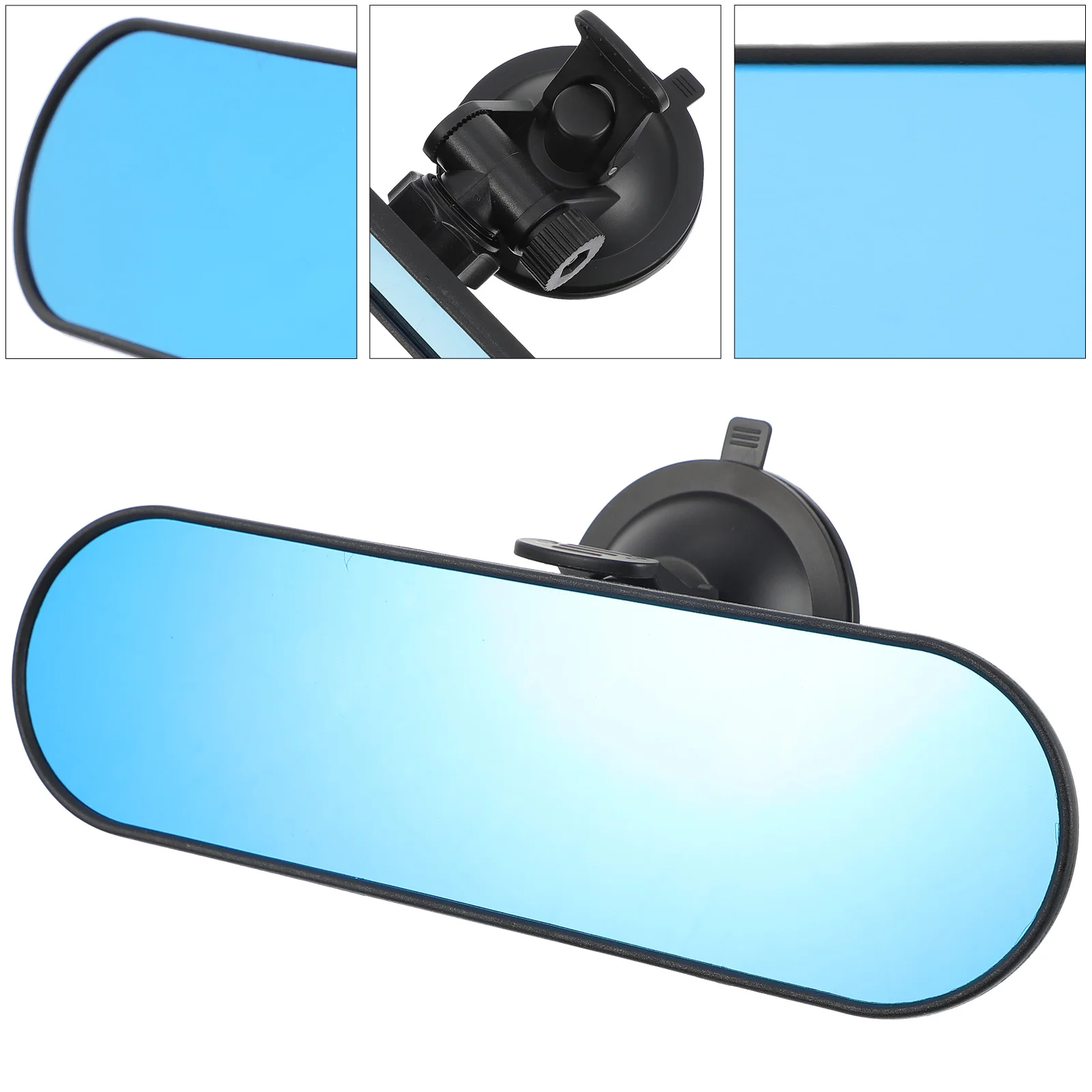 

1Pcs Car Rearview Mirror Anti-Glare Blue Glass Suction Cup Wide Angle Interior Mirror for Monitoring Vehicle Safety