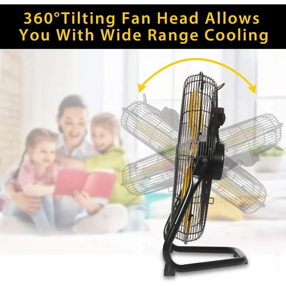 مروحة أرضية عالية السرعة مقاس 18 بوصة صناعية معدنية بثلاث سرعات للمستودعات والمصنع