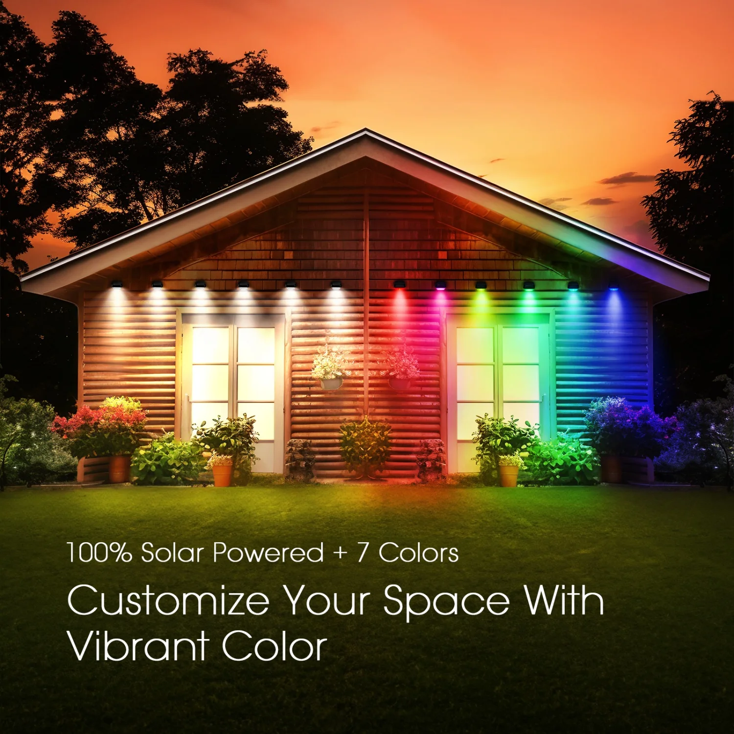 6/12 حزمة من مصابيح السياج الشمسية مع 3 أوضاع، مصابيح LED تعمل بالطاقة الشمسية، أضواء شمسية خارجية متوهجة ملونة للفناء والساحة وحمام السباحة والجدار #3