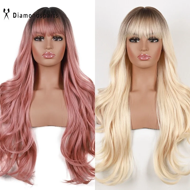 

Long Body Wavy Ombre Brown Blonde Pink Costume Anime Synthetic Daily Women Wigs