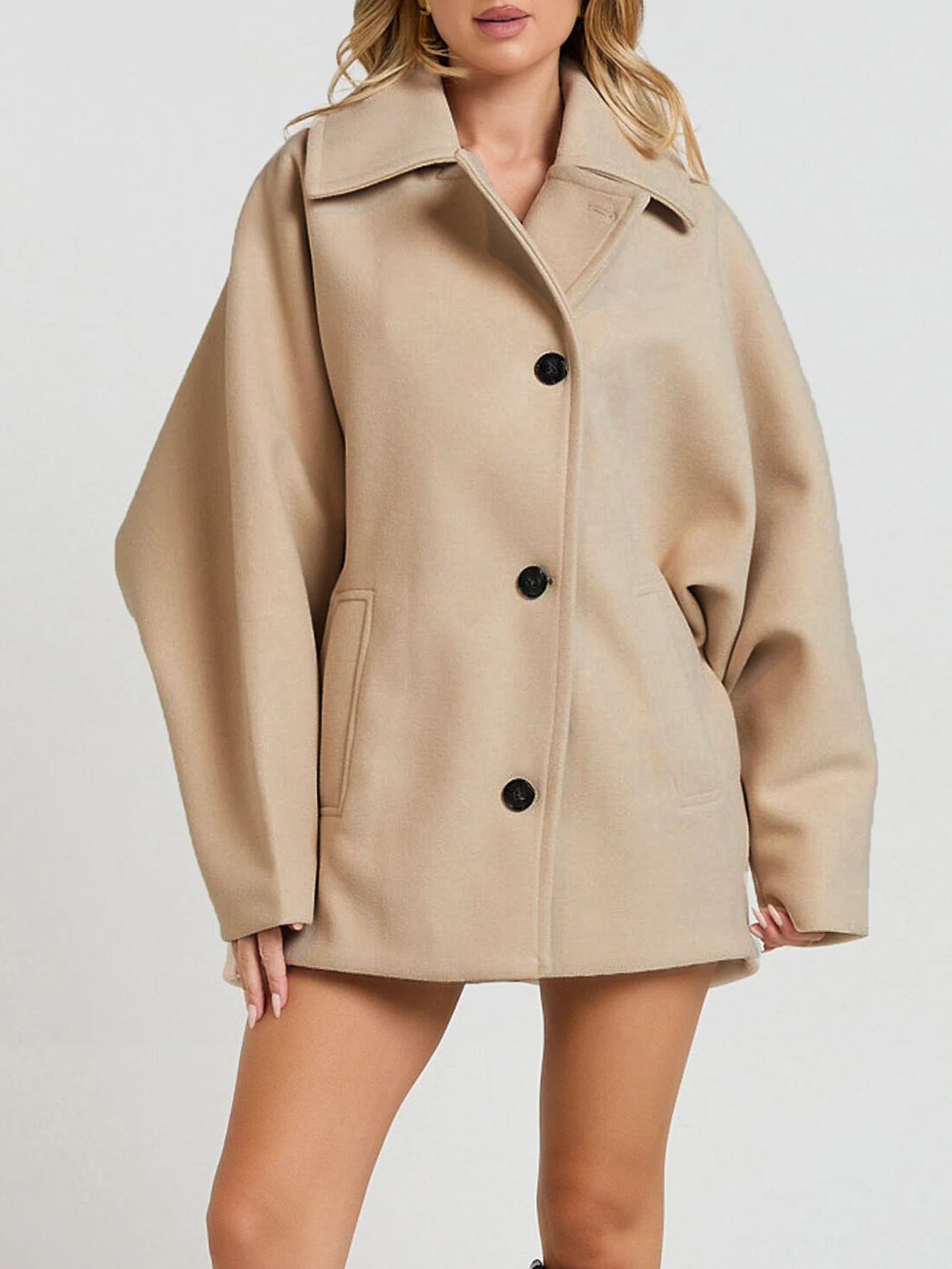 Conciso Woman Jackets Faux Wool Outerwear Mixtures Oversized Long Coat Women Autumn Long Sleeve Solid Coats Casual Warm Parka