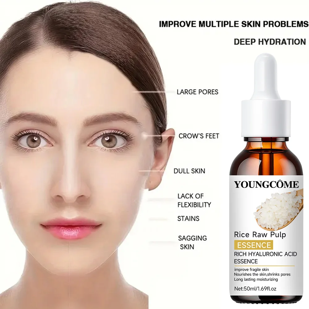 Hyaluronic Acid Serum, Rice Raw Pulp Essence, Long-Lasting Hydration, Daily Skin Nourishment, Lightweight & Fast-Absorbing, S