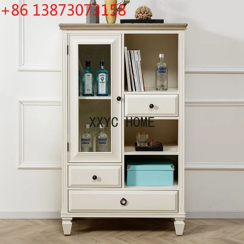 

American Style Sideboard Full Solid Wood Restaurant Liquor Cabinet Light Luxury and Simplicity