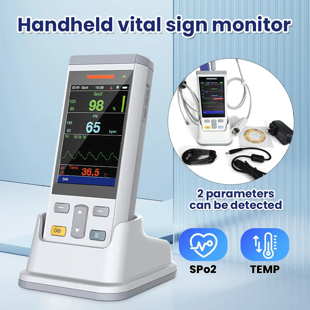 PC100SV Handheld Veterinary Monitor 2 Parameter SpO2 TEMP Patient Monitor Vital Sign Monitoring