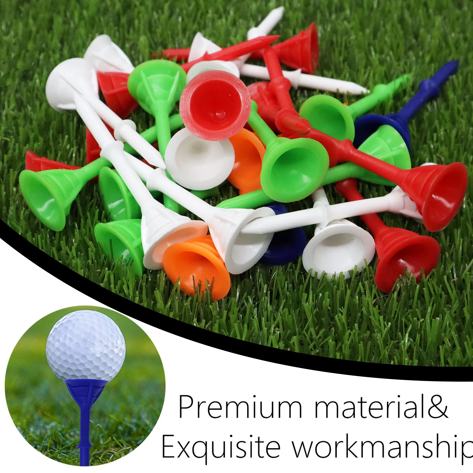 Golf Tees Plastic Unbreakable Tee 3 1/4 Inch 100 Pack, Durable Stable Golf Tee 4 Colors Available for Practice Drop Shipping