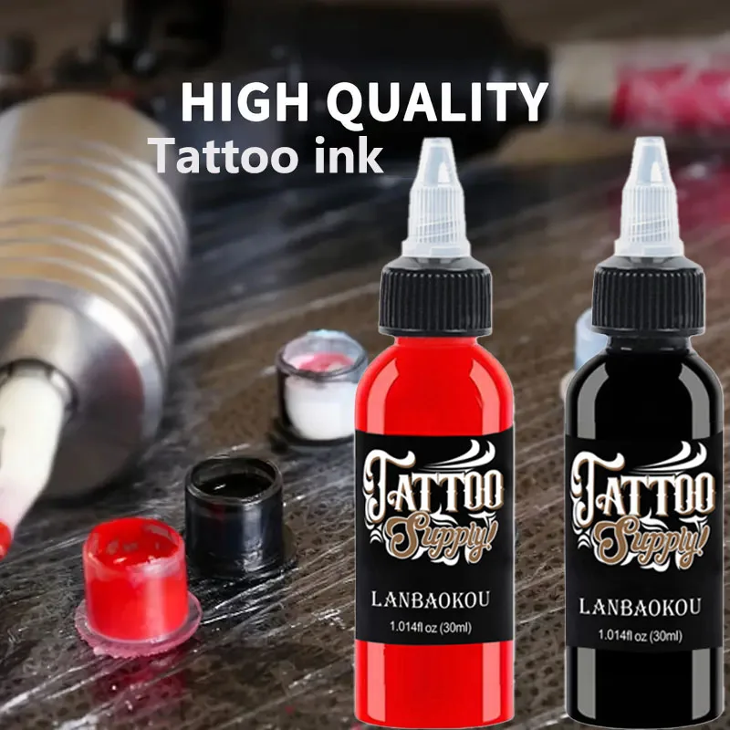 2pcs30ml Red/Black Tattoo Ink Pigment Body Color Drawing Art Tattoo Ink Semi-permanent Makeup Tattoo Supplies for Tattoo Artists