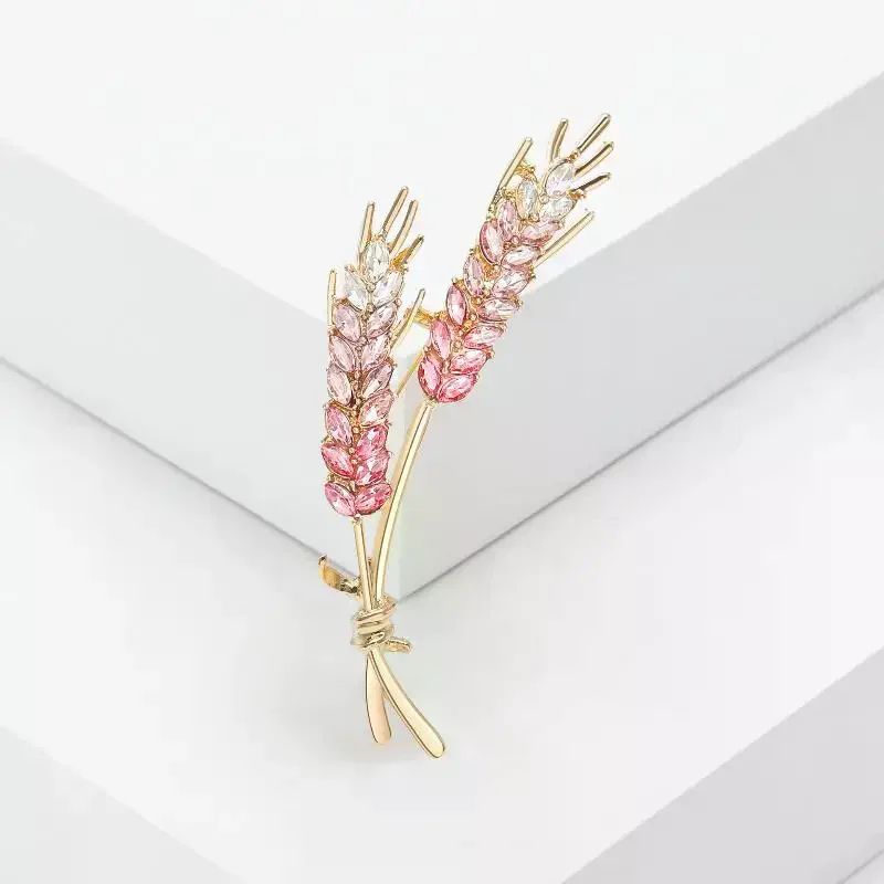 1Pcs Unisex Enamel Wheat Plant Pins Rhinestone Wheat Ear Brooches For Women Banquet Party Backpack Gifts Jewelry Accessories