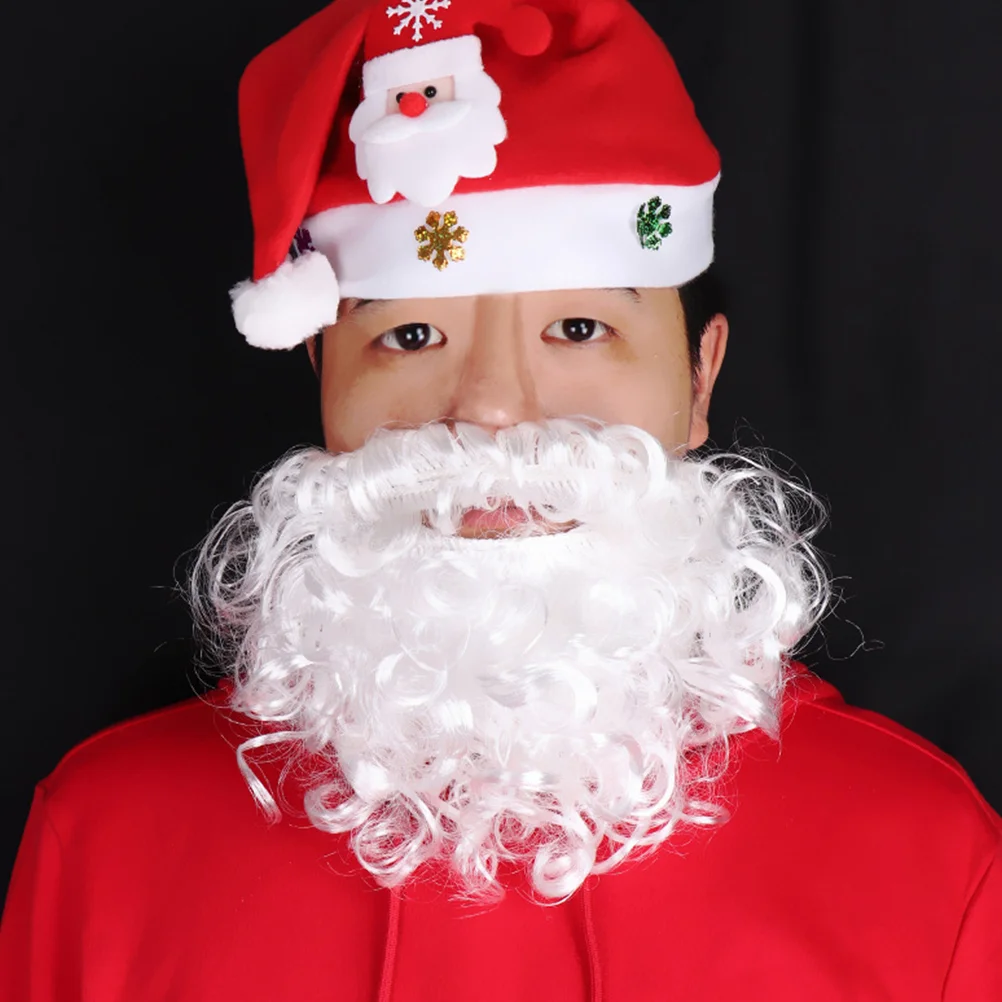 Santa Claus Costume Simulation Beard Curly White Cosplay Multi-layered Clause Look