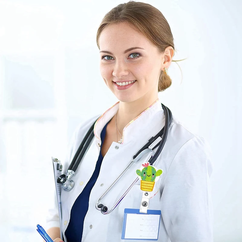 Soporte de carrete de insignia de Cactus, soporte de tarjeta de identificación con Clip de Cactus, soporte de carrete de insignia retráctil con Clip giratorio de cocodrilo, 6 piezas