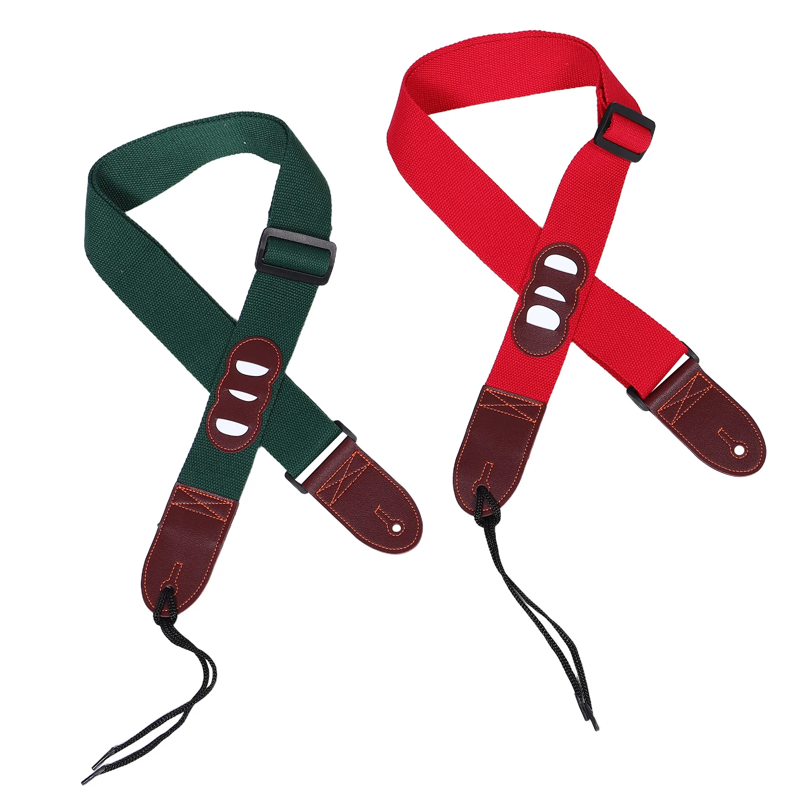 

2Pcs Acoustic Guitar Strap Universal Adjustable Polyester Neck Strap Pick Holder Folk Electric Bass Ukulele Guitar Holder