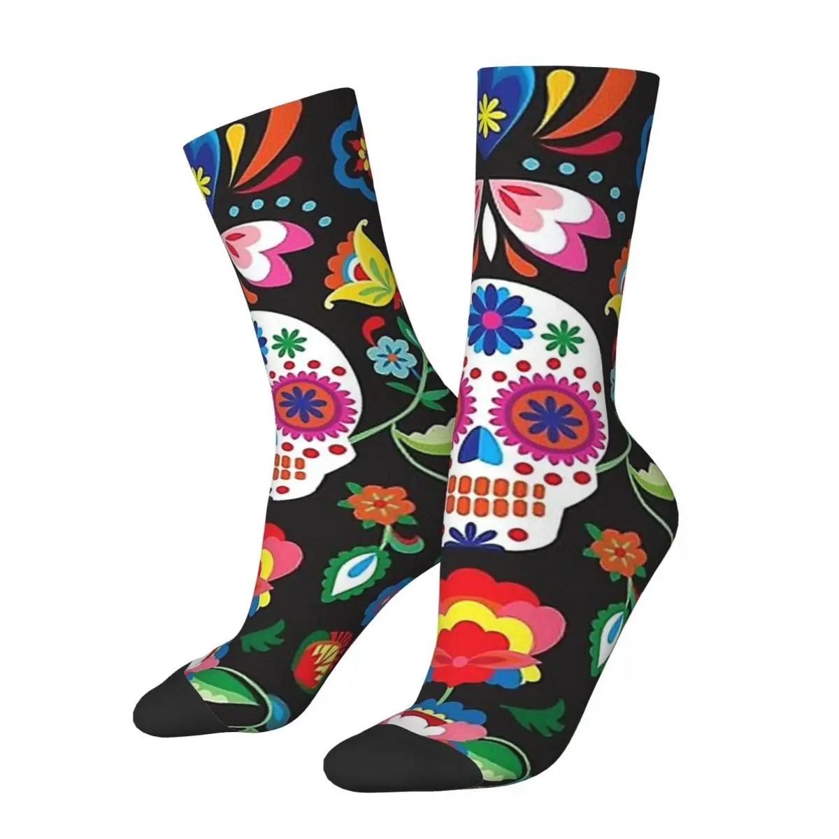 Vintage Day Of The Dead Sugar Skulls Face Men's Socks Unisex Novelty Pattern Printed Happy Crew Sock Gift