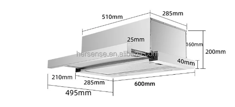 Sleek White/Black Household Kitchen Exhaust Island Pull-out Type Range Motorized Under Cabinet Industri Hoods Kitchen Smoke Hood