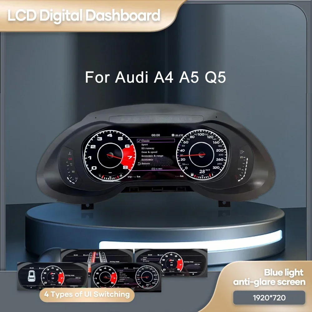 

12.3'' Digital dashboard For Audi A4 A5 Q5 2008-2021 Years LCD Dashboard Panel Speedometer Virtual Cockpit Instrument