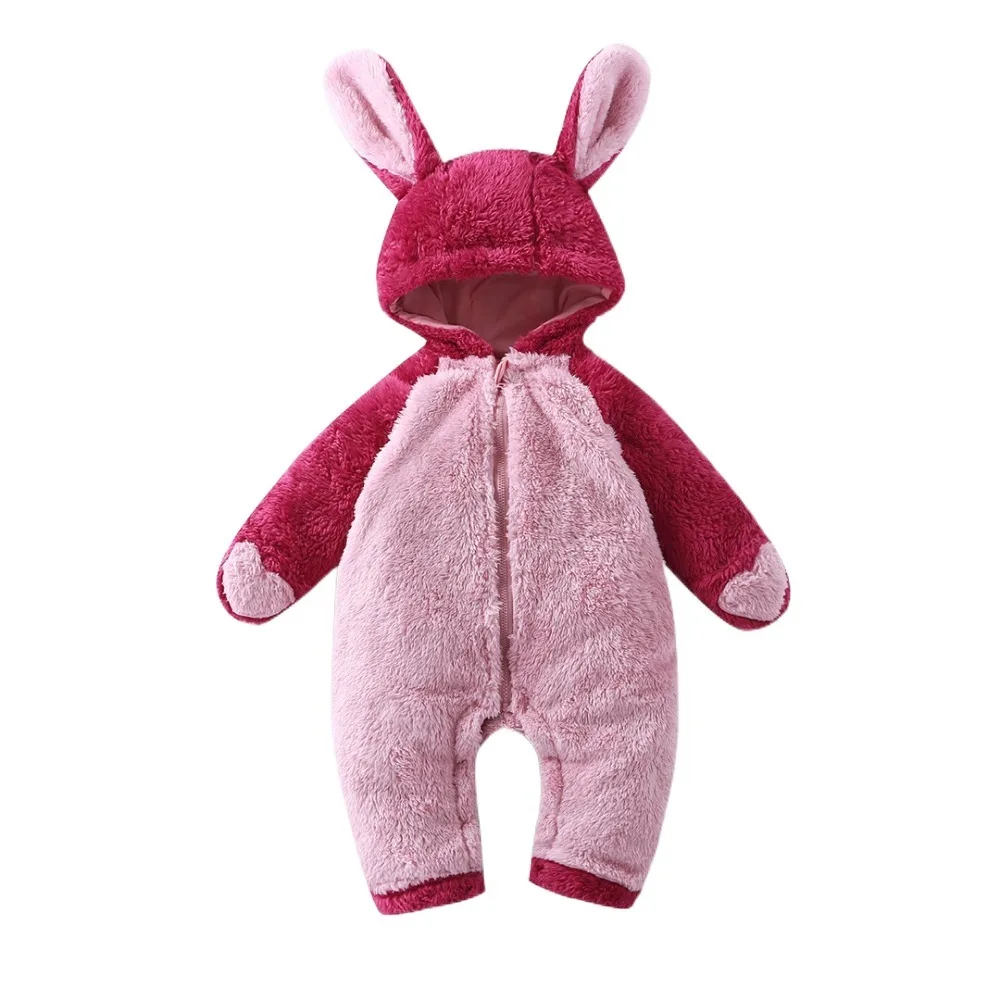 

Autumn Winter Baby Jumpsuits Nightgown Warm Hooded Newborn Romper Sleepwear Rabbit Panda Pattern Infant Home Clothes
