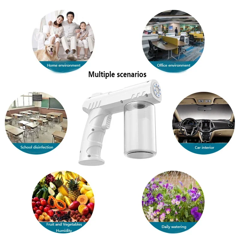 Semprotan disinfeksi elektrik, alat atomisasi taman penata setelah cukur Salon uap cahaya biru Nano nirkabel USB 280ML