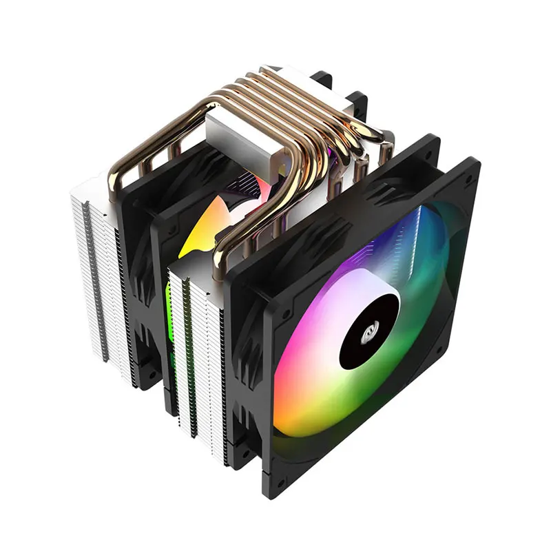 LDPCSJ  Journey DST-60 Dual Tower Cooler CPU Fan ARGB Six Copper Pipes Desktop Computer Hosting Chassis PWM Air Cooling Co