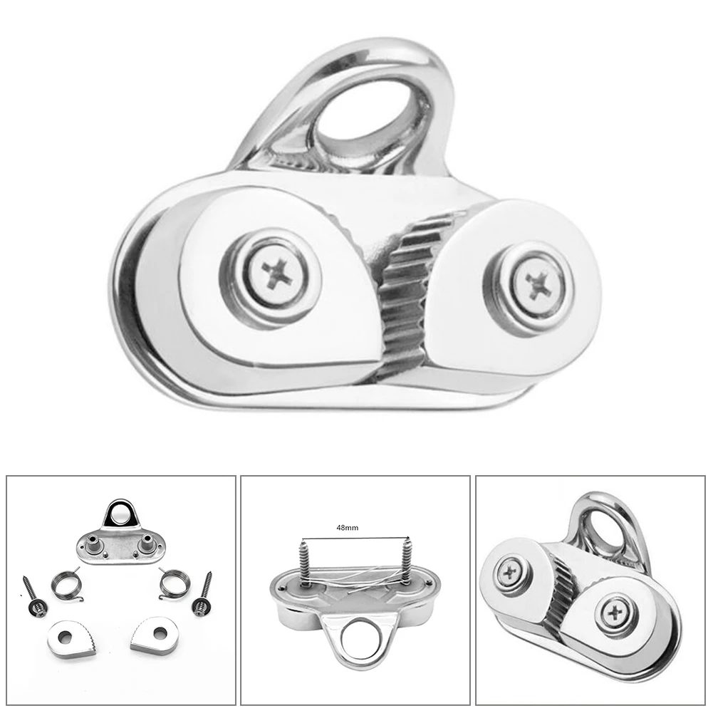 Sale 85 X 38mm Boat Pulley Rope Clamp Stainless Steel Cam Cleat Fairlead For Marine Sailing Sailboat Kayak Canoe
