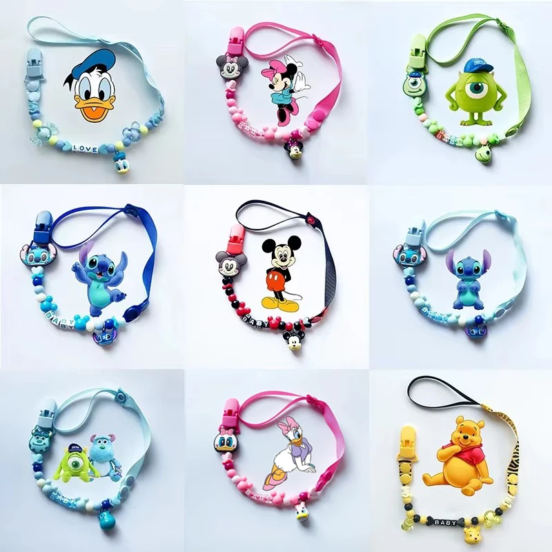 

Disney Towel Clip Kawaii Cartoon Anime Figures Stitch Mickey Mouse Pooh Bear Baby Toy Handkerchief Anti-drop Anti-lost Holder