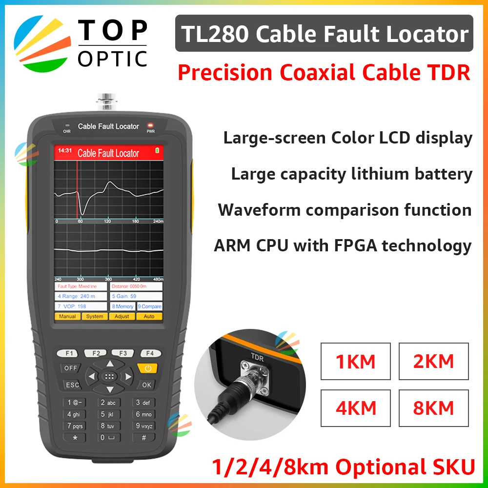 TL280 Cable Fault Tester 2024 New TDR 1/2/4/8km TDR Cooper TDR Locator Coaxial Communication Wire Locater