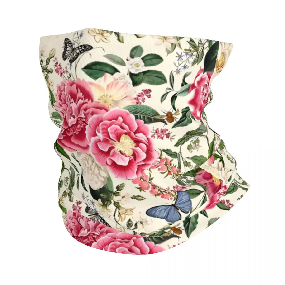 English Rose Garden Flowers Floral Bandana Neck White Scarf Multi-use Headwear Fishing Unisex Adult Winter