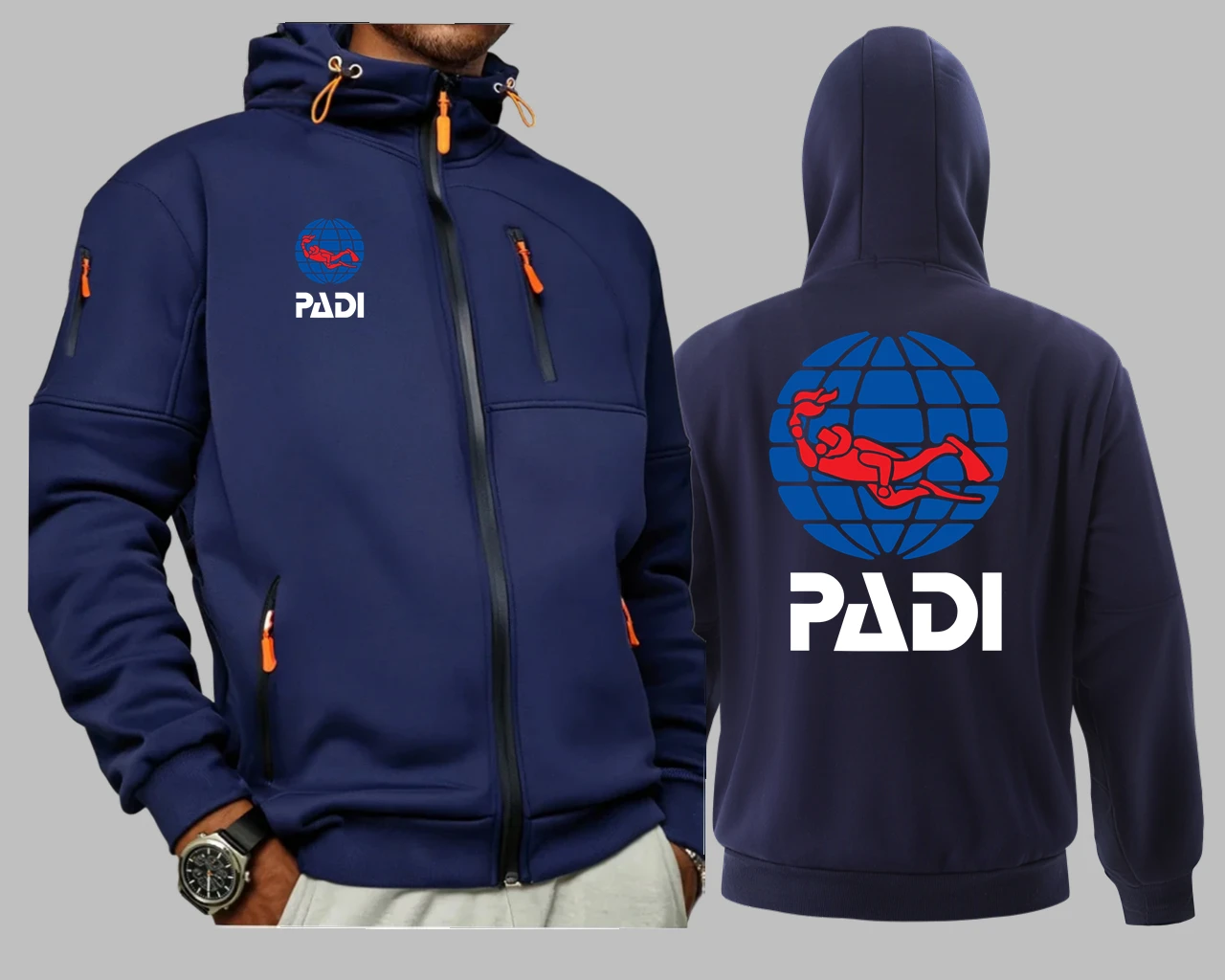 Scuba Driver Padi nuevos hombres deportes Fitness Casual sudadera cárdigan sudaderas con capucha chaquetas cárdigan sudaderas con capucha chaqueta de béisbol