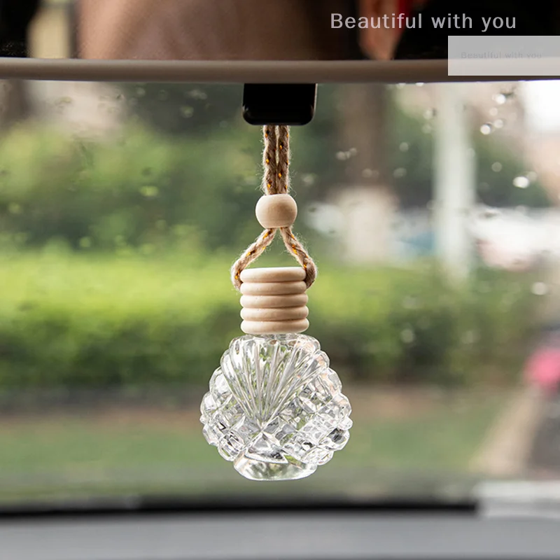 

15ml Car Clear Glass Empty Perfume Bottle Hanging Air Freshener Diffuser Fragrance Essential Oil Bottle Refillable Bottles