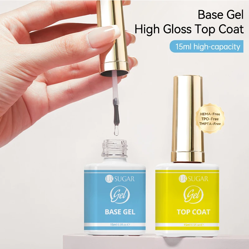 UR SUGAR 15ml Tpo Hema Free Base Top Coat for Gel Polish Semi-permanent Varnish High Gloss Top Coat Long Lasting uv led Permanen